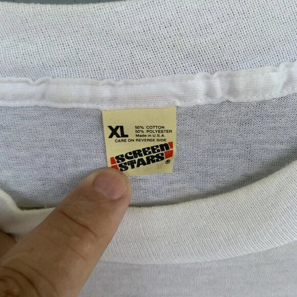 Screen Stars Mens Vintage 80's Cigarettes Newport Short Sleeve T-Shirt White XL - Picture 3 of 3
